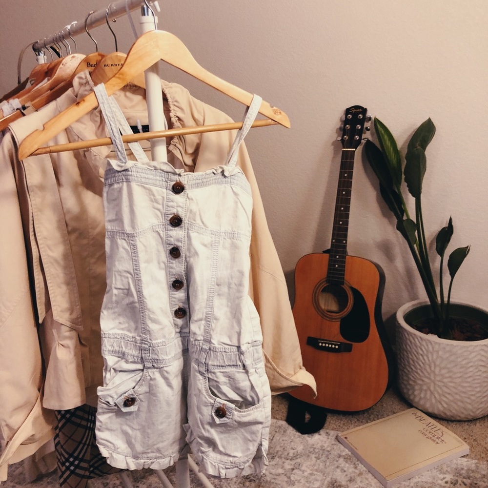 Whitewash denim romper